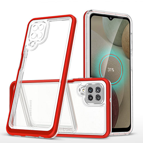 Silicone Transparent Mirror Frame Case Cover MQ1 for Samsung Galaxy M12 Red