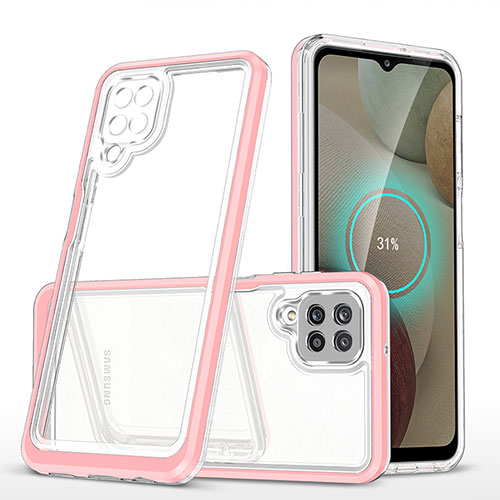 Silicone Transparent Mirror Frame Case Cover MQ1 for Samsung Galaxy M12 Rose Gold