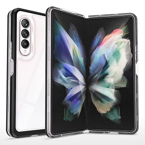 Silicone Transparent Mirror Frame Case Cover MQ1 for Samsung Galaxy Z Fold3 5G Black