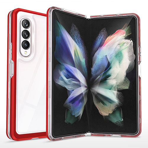 Silicone Transparent Mirror Frame Case Cover MQ1 for Samsung Galaxy Z Fold3 5G Red