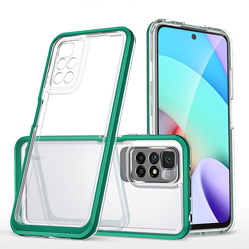 Silicone Transparent Mirror Frame Case Cover MQ1 for Xiaomi Redmi 10 (2022) Green