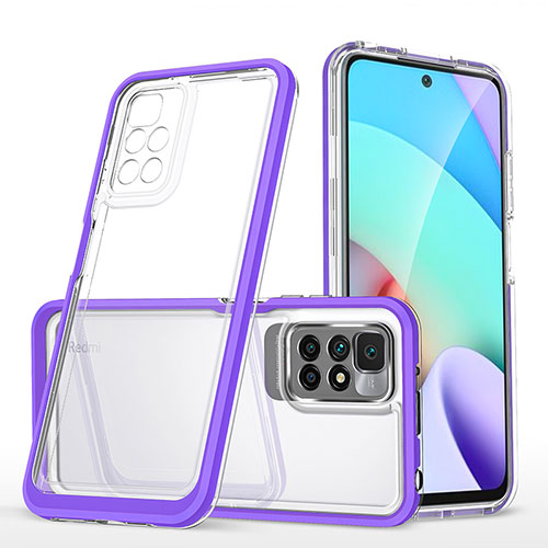 Silicone Transparent Mirror Frame Case Cover MQ1 for Xiaomi Redmi 10 (2022) Purple