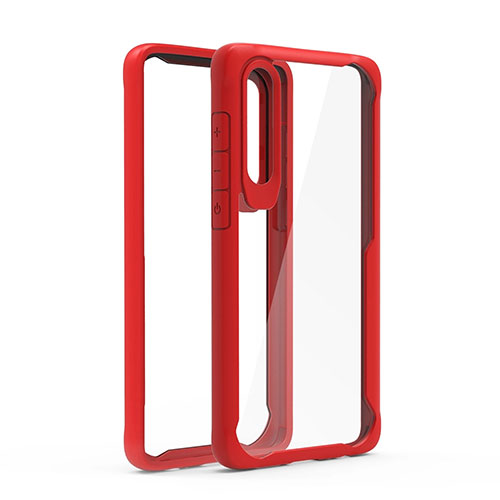 Silicone Transparent Mirror Frame Case Cover T02 for Huawei P30 Red