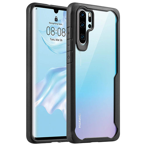 Silicone Transparent Mirror Frame Case Cover Z02 for Huawei P30 Pro New Edition Black