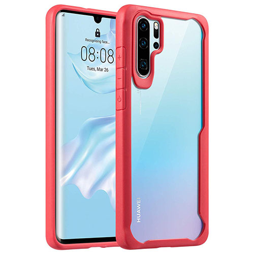 Silicone Transparent Mirror Frame Case Cover Z02 for Huawei P30 Pro Red