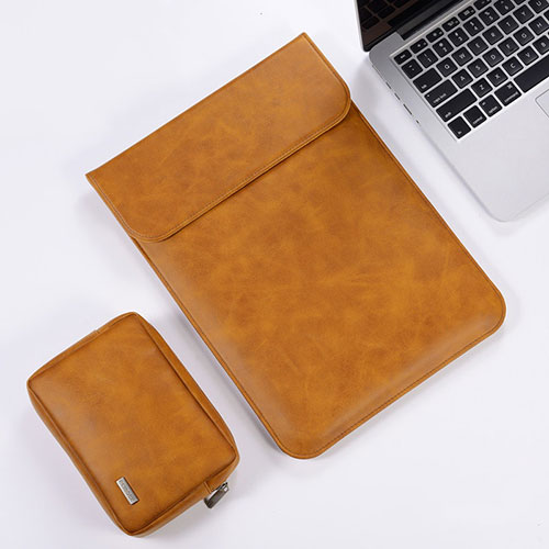 Sleeve Velvet Bag Leather Case Pocket for Apple MacBook 12 inch Orange