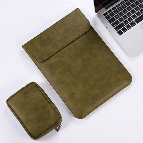 Sleeve Velvet Bag Leather Case Pocket for Apple MacBook Air 13.3 inch (2018) Green