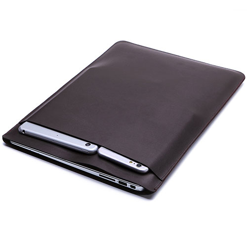 Sleeve Velvet Bag Leather Case Pocket L20 for Apple MacBook Air 13 inch Brown