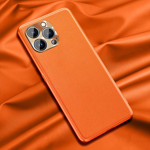 Soft Luxury Leather Snap On Case Cover A01 for Apple iPhone 16 Pro Max Orange