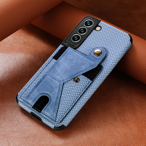 Soft Luxury Leather Snap On Case Cover A01D for Samsung Galaxy S21 Plus 5G Blue