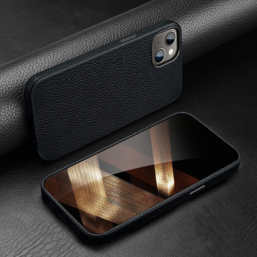 Soft Luxury Leather Snap On Case Cover A03 for Apple iPhone 15 Black