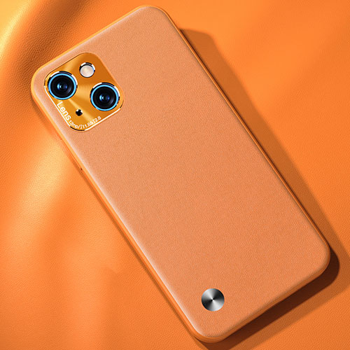 Soft Luxury Leather Snap On Case Cover A05 for Apple iPhone 15 Orange