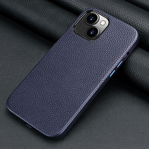 Soft Luxury Leather Snap On Case Cover A09 for Apple iPhone 15 Blue