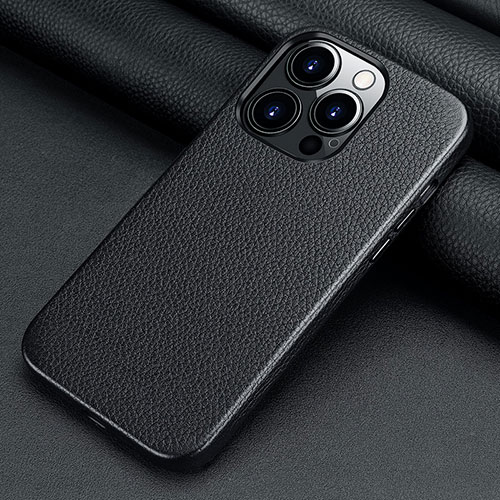 Soft Luxury Leather Snap On Case Cover A09 for Apple iPhone 15 Pro Black