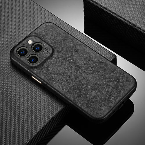 Soft Luxury Leather Snap On Case Cover A10 for Apple iPhone 15 Pro Black