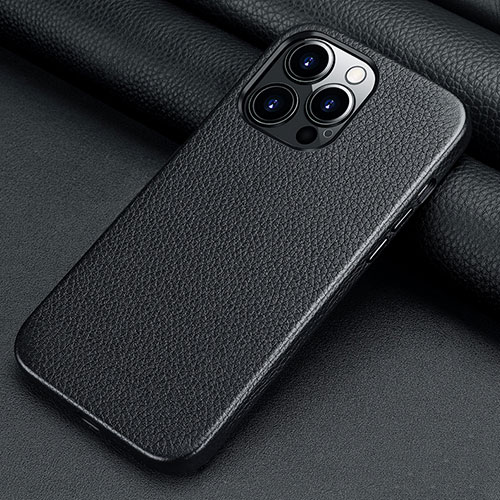 Soft Luxury Leather Snap On Case Cover A13 for Apple iPhone 15 Pro Max Black