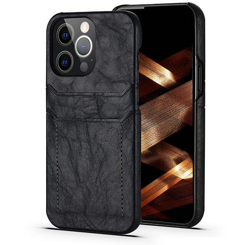 Soft Luxury Leather Snap On Case Cover A14 for Apple iPhone 15 Pro Max Black