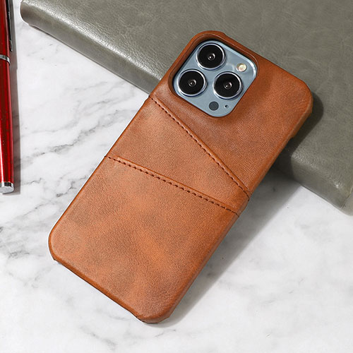 Soft Luxury Leather Snap On Case Cover A15 for Apple iPhone 13 Pro Brown