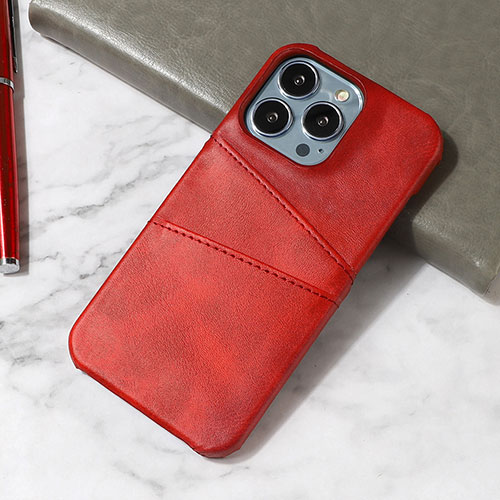 Soft Luxury Leather Snap On Case Cover A15 for Apple iPhone 14 Pro Red