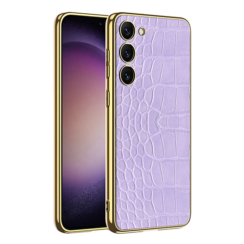 Soft Luxury Leather Snap On Case Cover AC2 for Samsung Galaxy S23 Plus 5G Purple