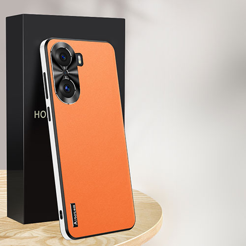 Soft Luxury Leather Snap On Case Cover AT1 for Huawei Honor 60 5G Orange