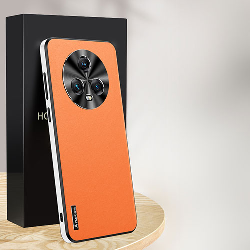 Soft Luxury Leather Snap On Case Cover AT1 for Huawei Honor Magic5 5G Orange