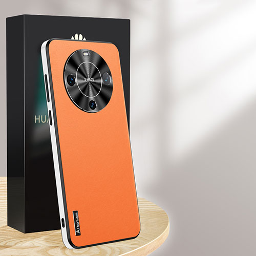 Soft Luxury Leather Snap On Case Cover AT1 for Huawei Mate 60 Orange