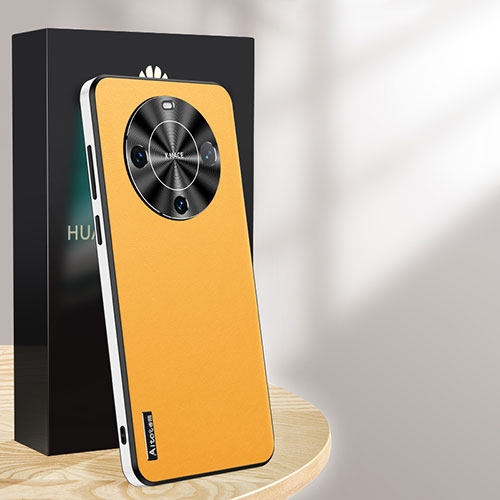 Soft Luxury Leather Snap On Case Cover AT1 for Huawei Mate 60 Yellow