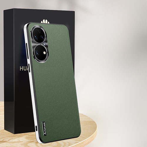 Soft Luxury Leather Snap On Case Cover AT1 for Huawei P50 Green