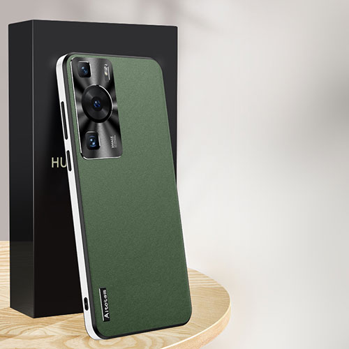 Soft Luxury Leather Snap On Case Cover AT1 for Huawei P60 Green