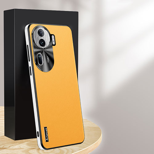 Soft Luxury Leather Snap On Case Cover AT1 for Oppo Reno11 Pro 5G Yellow