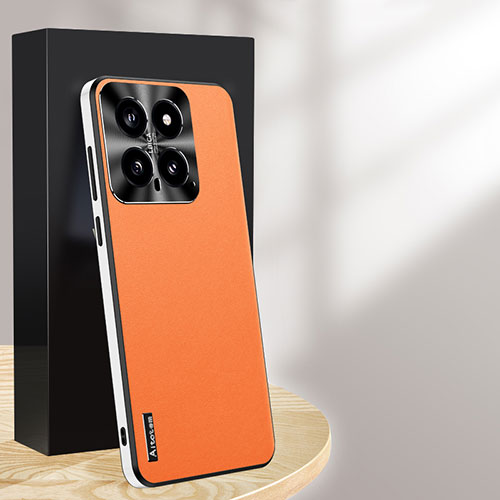 Soft Luxury Leather Snap On Case Cover AT1 for Xiaomi Mi 14 Pro 5G Orange