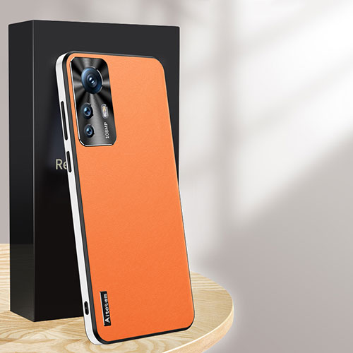 Soft Luxury Leather Snap On Case Cover AT1 for Xiaomi Redmi K50 Ultra 5G Orange