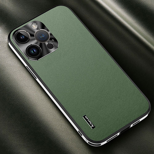 Soft Luxury Leather Snap On Case Cover AT2 for Apple iPhone 13 Pro Green