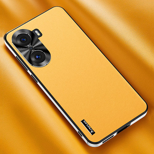 Soft Luxury Leather Snap On Case Cover AT2 for Huawei Honor 60 5G Yellow