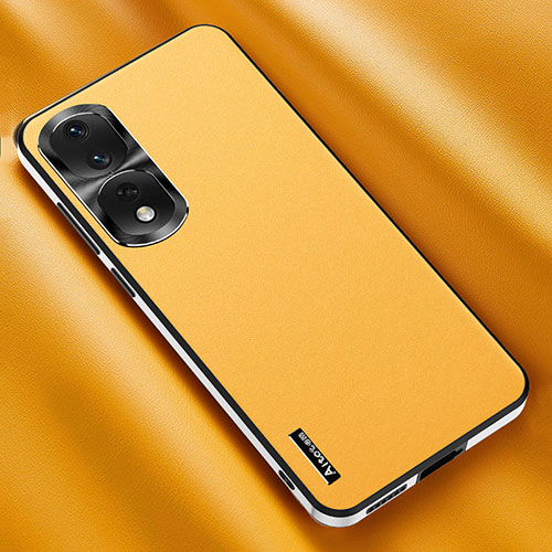 Soft Luxury Leather Snap On Case Cover AT2 for Huawei Honor 80 Pro 5G Yellow