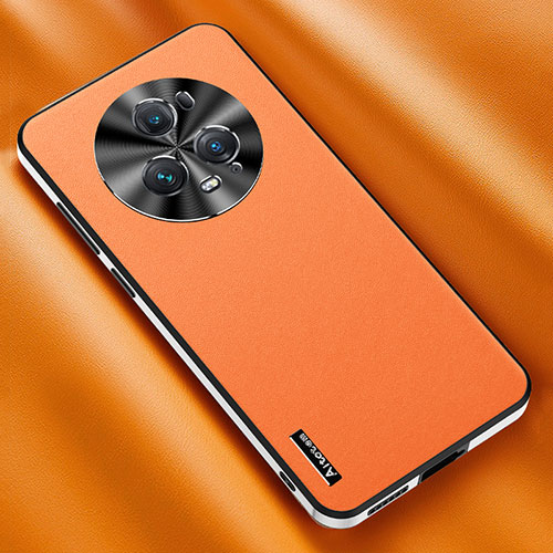 Soft Luxury Leather Snap On Case Cover AT2 for Huawei Honor Magic5 Pro 5G Orange