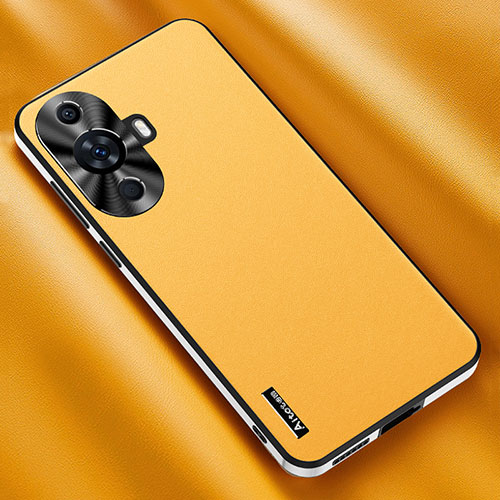 Soft Luxury Leather Snap On Case Cover AT2 for Huawei Nova 11 Yellow