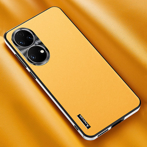 Soft Luxury Leather Snap On Case Cover AT2 for Huawei P50 Yellow