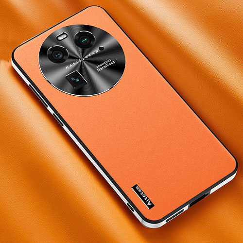 Soft Luxury Leather Snap On Case Cover AT2 for Oppo Find X6 5G Orange