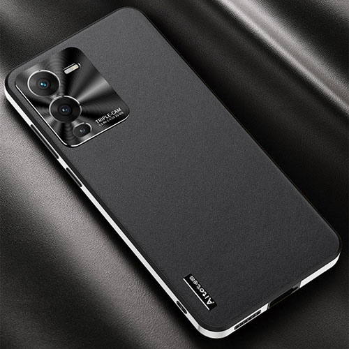 Soft Luxury Leather Snap On Case Cover AT2 for Vivo V25 Pro 5G Black