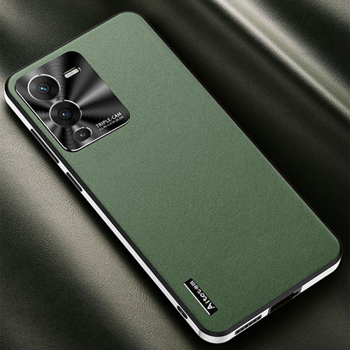 Soft Luxury Leather Snap On Case Cover AT2 for Vivo V25 Pro 5G Green
