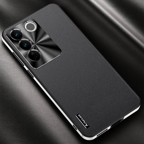 Soft Luxury Leather Snap On Case Cover AT2 for Vivo V27 5G Black