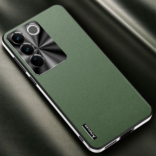 Soft Luxury Leather Snap On Case Cover AT2 for Vivo V27 5G Green