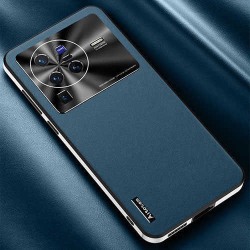 Soft Luxury Leather Snap On Case Cover AT2 for Vivo X80 Pro 5G Blue