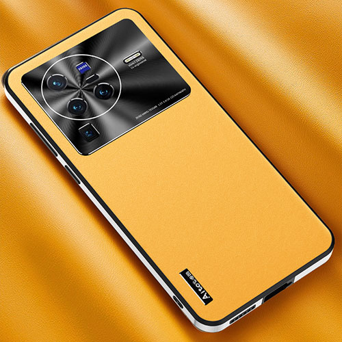 Soft Luxury Leather Snap On Case Cover AT2 for Vivo X80 Pro 5G Yellow