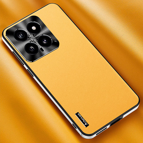 Soft Luxury Leather Snap On Case Cover AT2 for Xiaomi Mi 14 5G Yellow