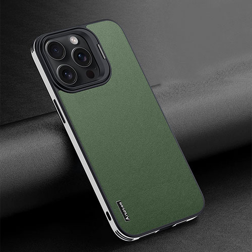 Soft Luxury Leather Snap On Case Cover AT4 for Apple iPhone 15 Pro Green