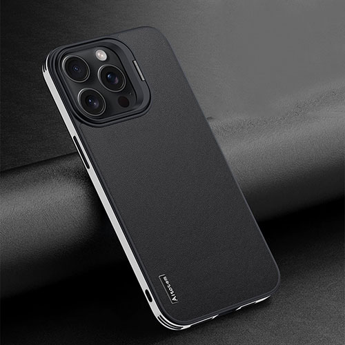 Soft Luxury Leather Snap On Case Cover AT4 for Apple iPhone 16 Pro Black