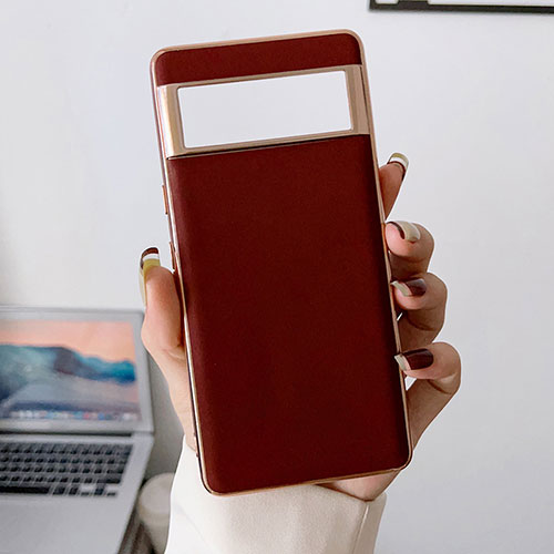 Soft Luxury Leather Snap On Case Cover B01H for Google Pixel 6a 5G Red